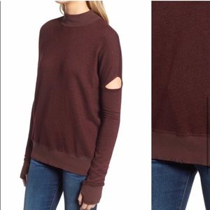 n:PHILANTHROPY Women’s Sedro Distressed Sweatshirt Burgundy Red Size Medium